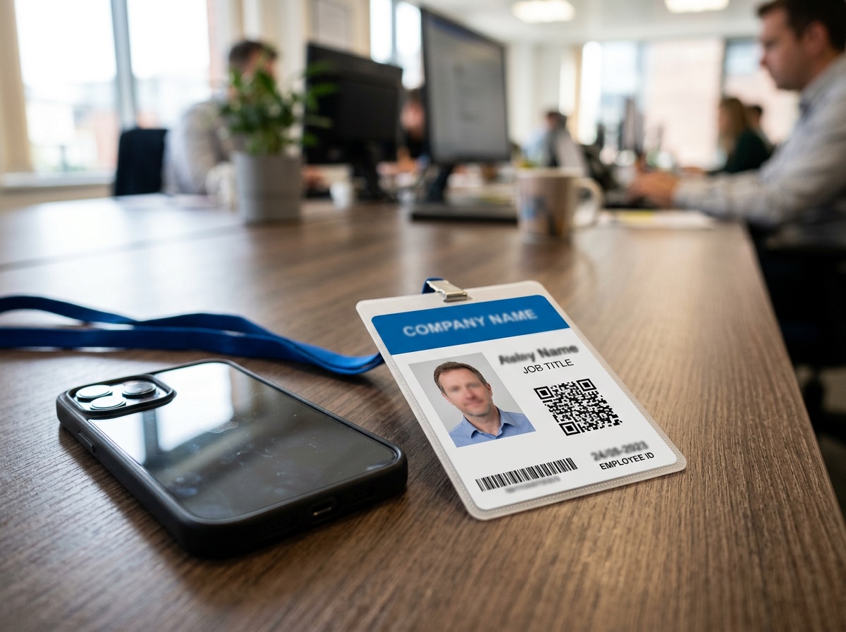 Unacceptable: Direct photo of company badge